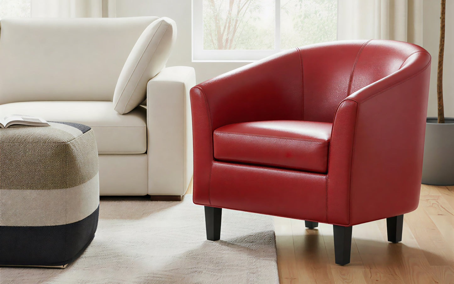 Red Vegan Leather | Austin Vegan Leather Tub Chair