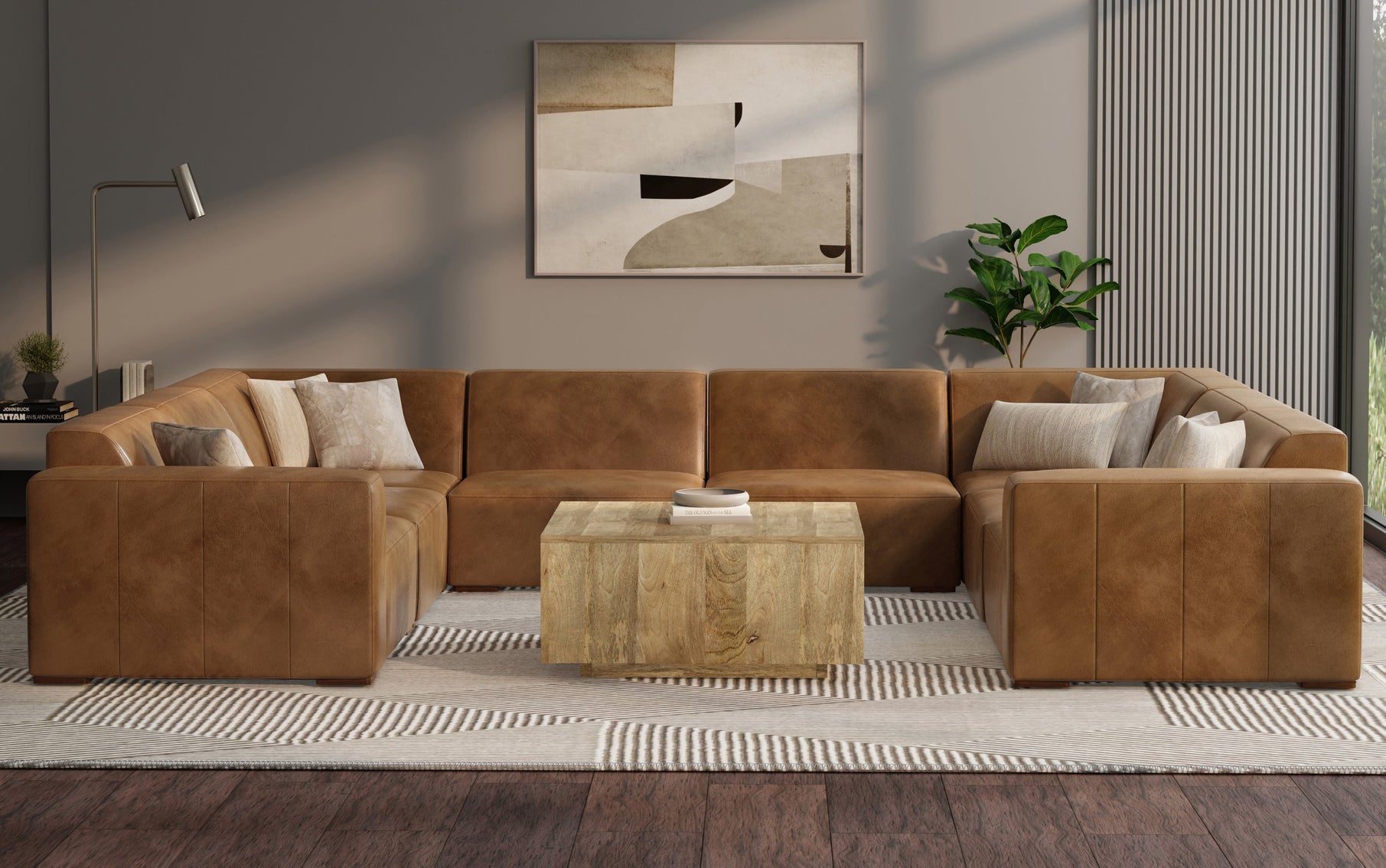 Sienna Genuine Leather | Rex U-Shaped Sectional in Genuine Leather