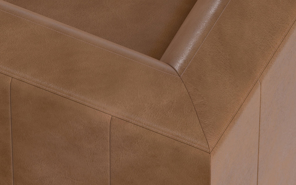Caramel Brown Genuine Leather | Rex U-Shaped Sectional in Genuine Leather