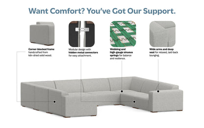 Pale Grey Performance Fabric | Rex U-Shaped Sectional in Performance Fabric