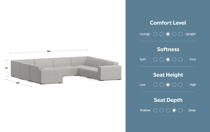 Pale Grey Performance Fabric | Rex U-Shaped Sectional in Performance Fabric