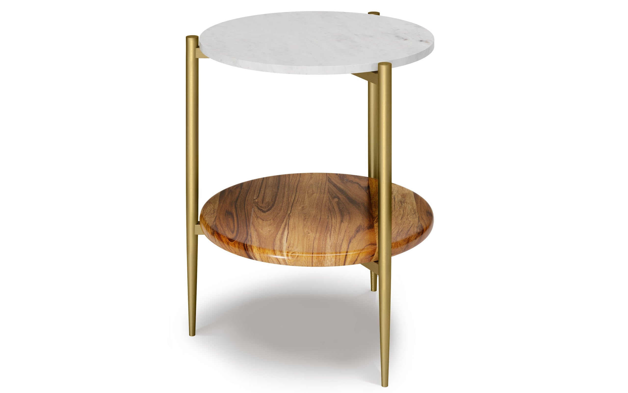 Wagner Round Marble & Wood Side Table