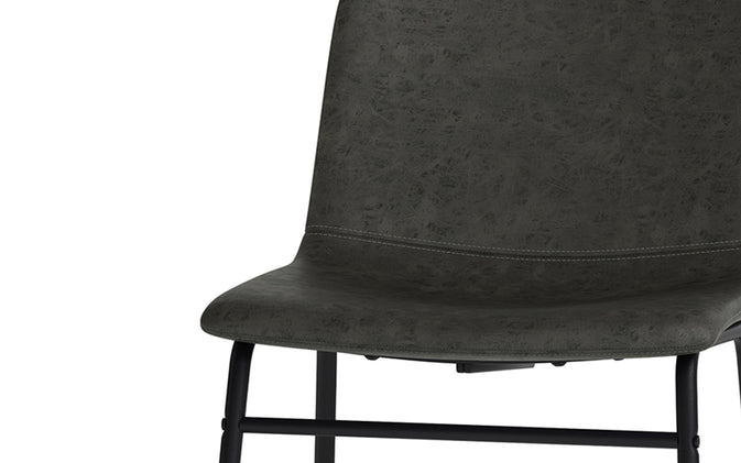 Distressed Charcoal Grey Vegan Leather | Warner / Draper 7 Piece Dining Set