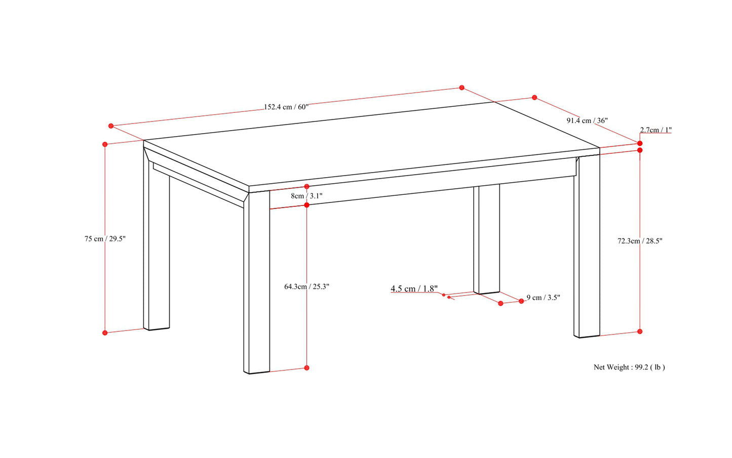 Wilson Rectangle Dining Table in Walnut