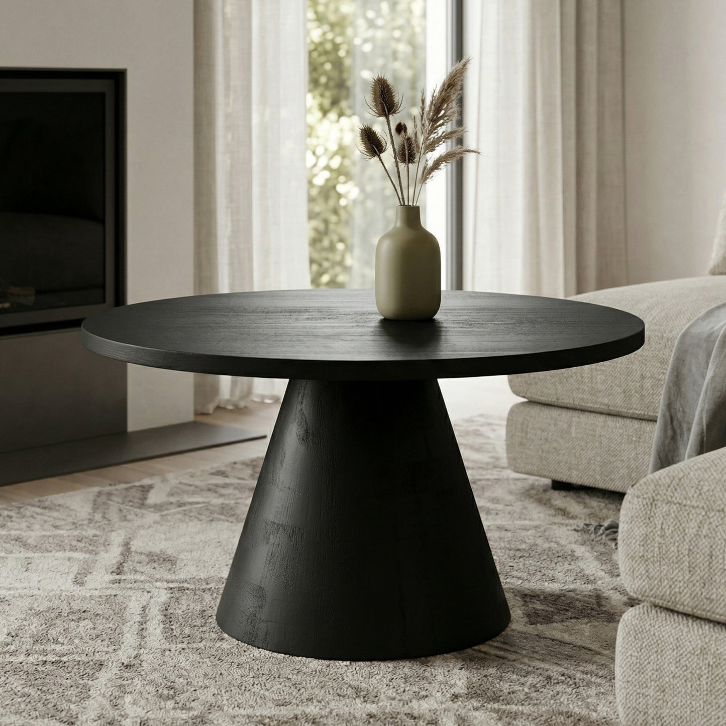 Black | Winnie Round Coffee Table in Acacia