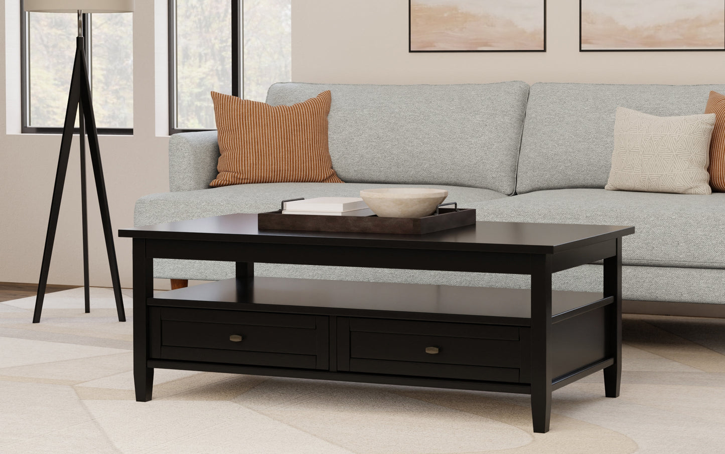 Black | Warm Shaker 48 inch Coffee Table