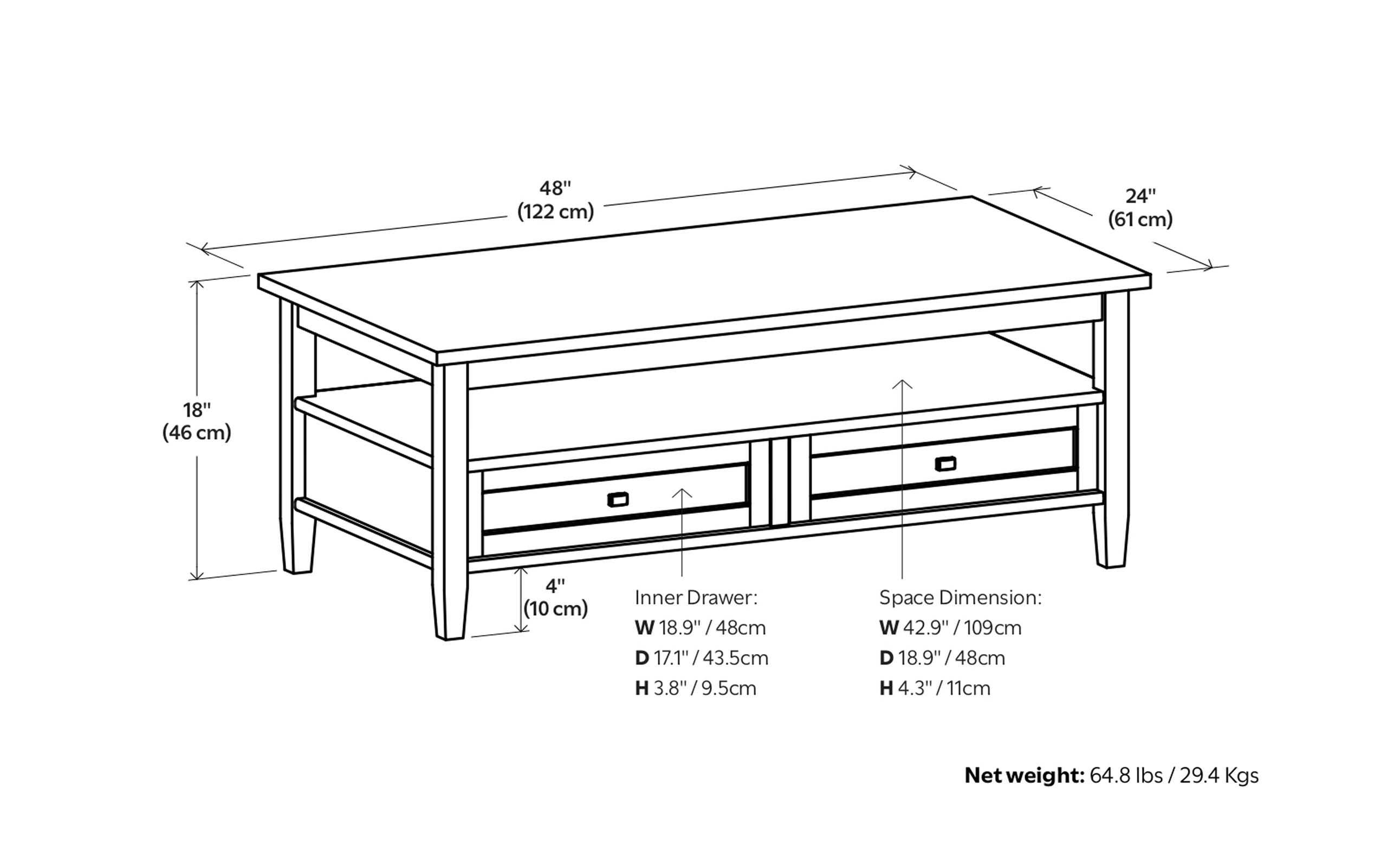 Farmhouse Brown | Warm Shaker Coffee Table
