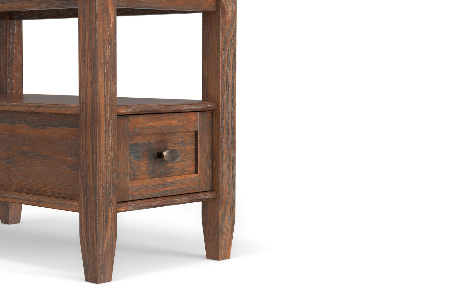 Distressed Charcoal Brown | Warm Shaker Narrow Side Table