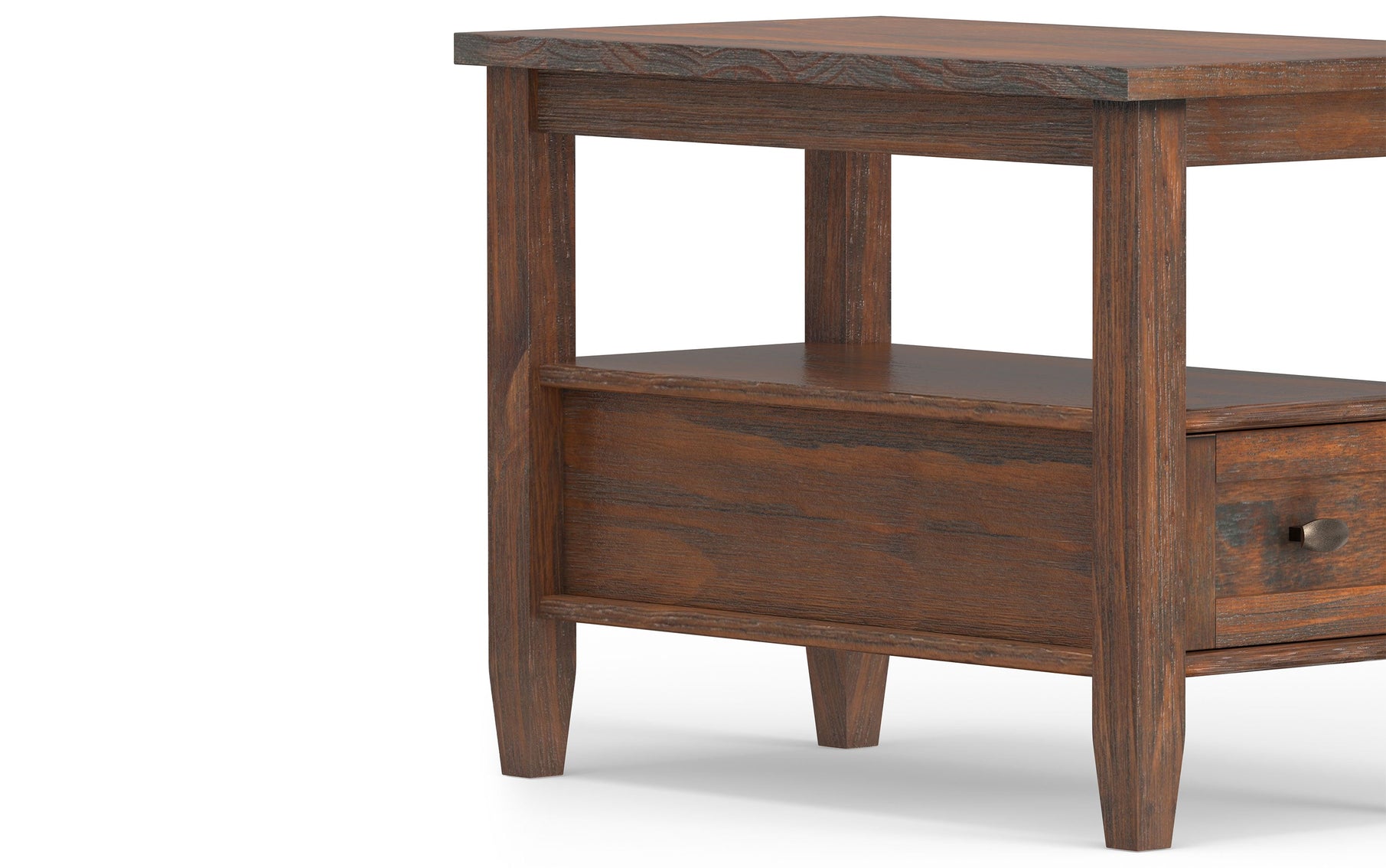 Distressed Charcoal Brown | Warm Shaker Narrow Side Table