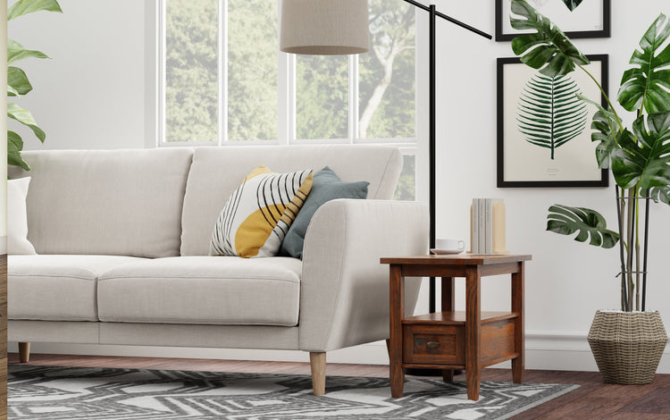 Distressed Charcoal Brown | Warm Shaker Narrow Side Table