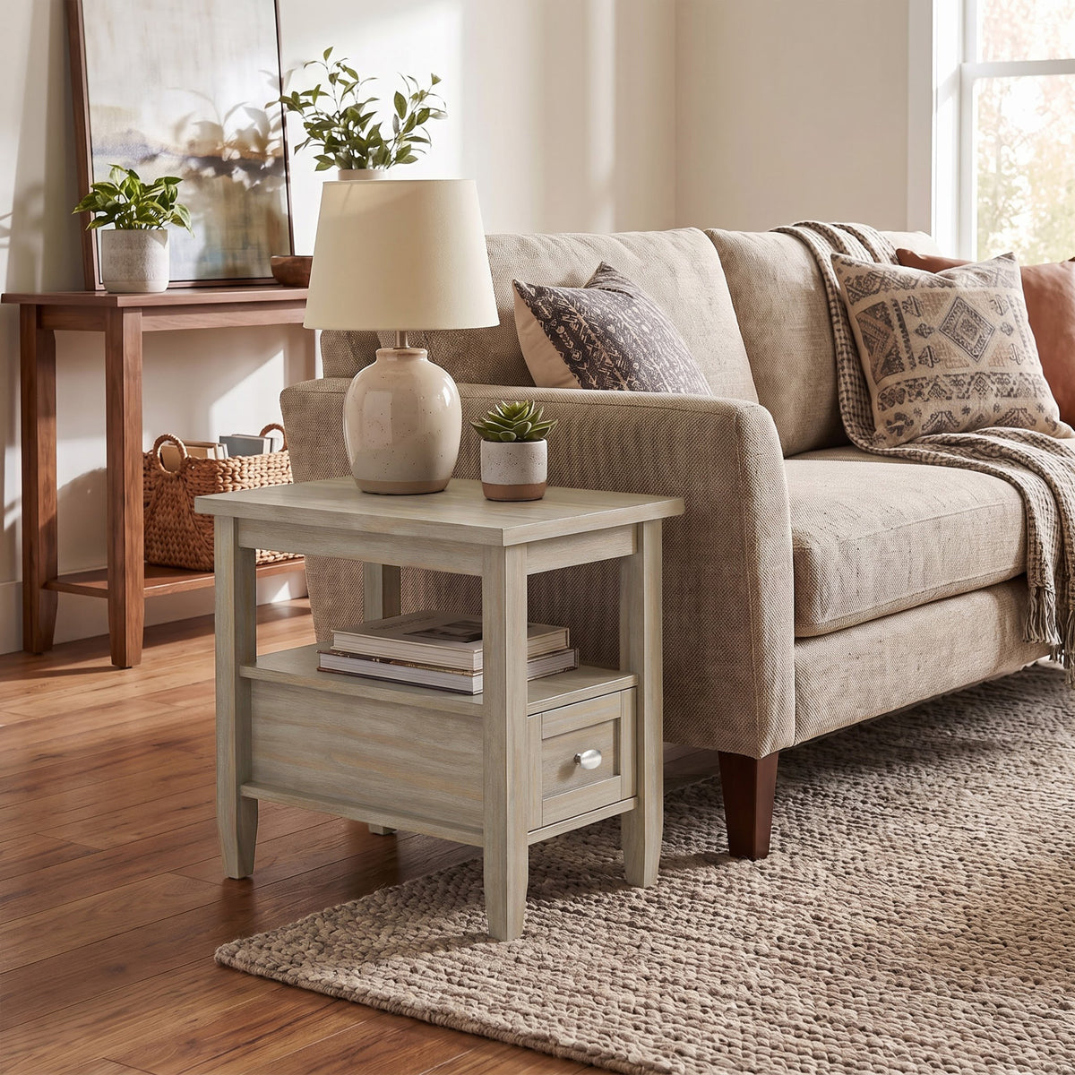 Distressed Grey | Warm Shaker Narrow End Table