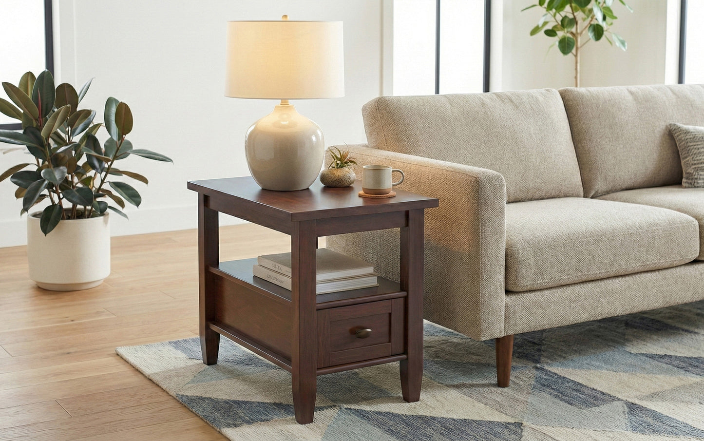 Russet Brown | Warm Shaker Narrow Side Table