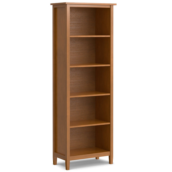 Solid Wood Bookcase | Warm Shaker 5 Shelf Unit – Simpli Home