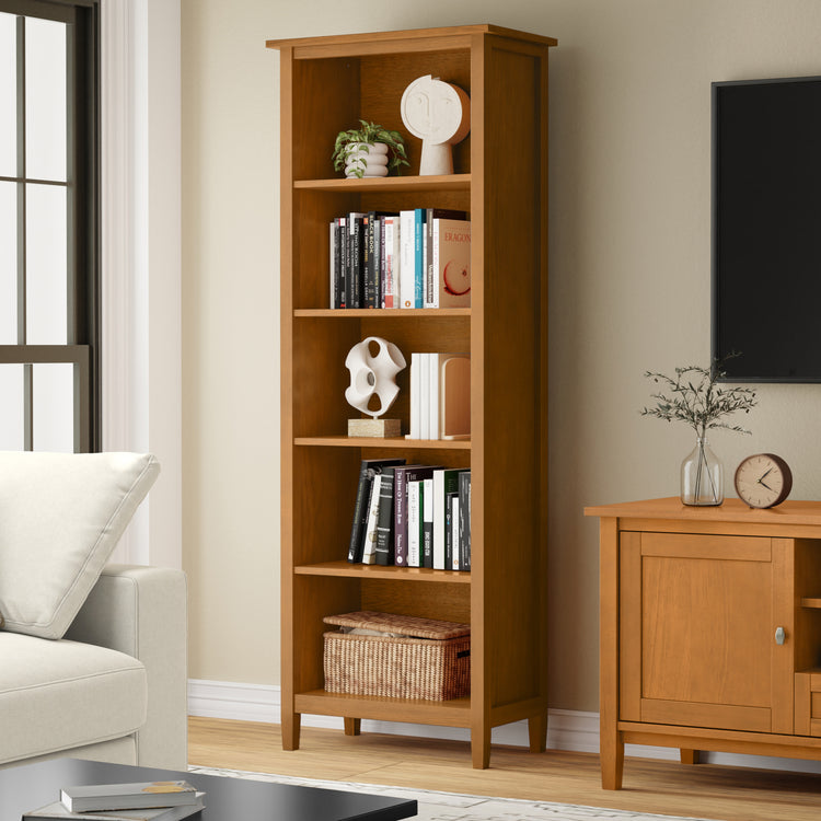 Light Golden Brown | Warm Shaker 5 Shelf Bookcase