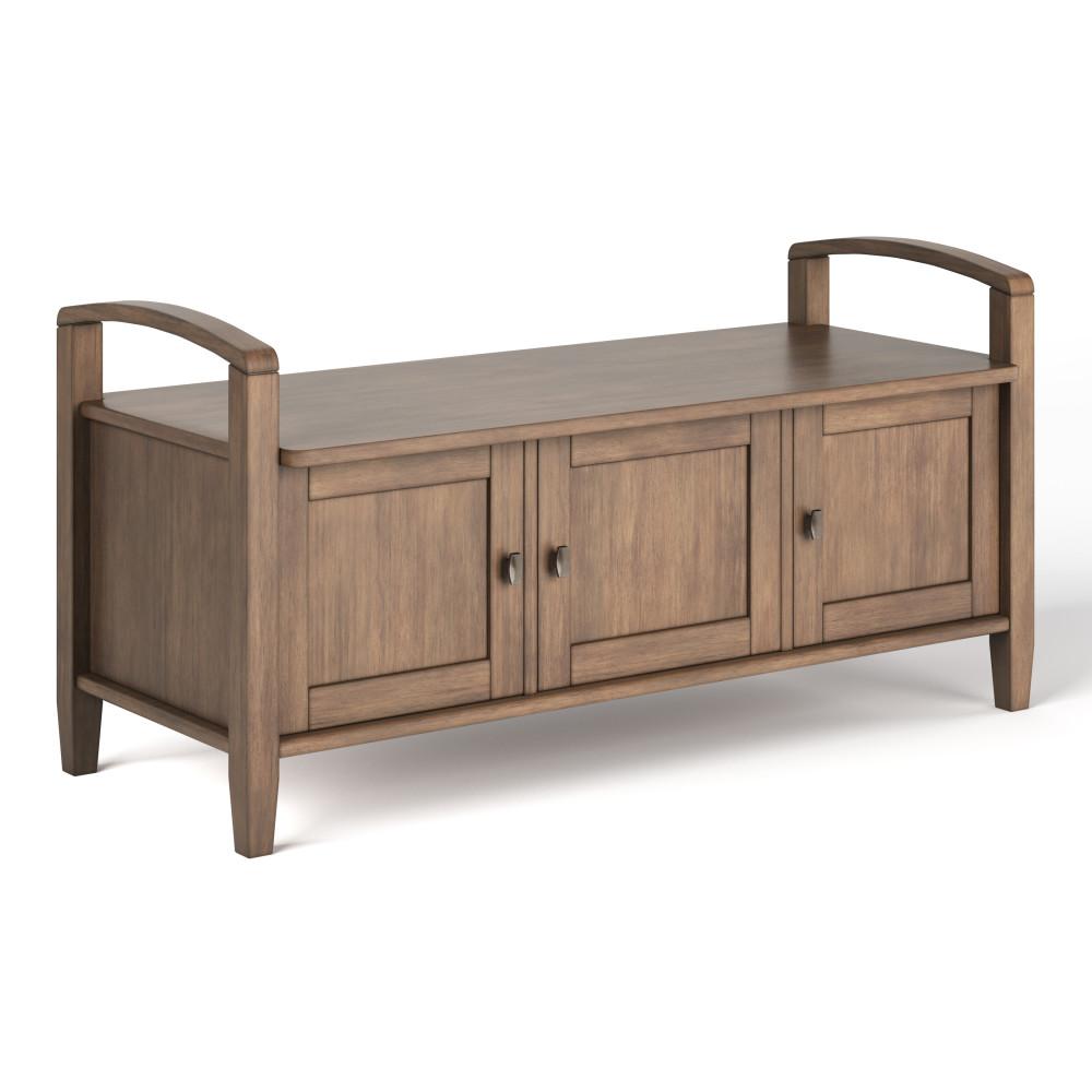 Rustic Natural Aged Brown | Warm Shaker 44 inch Entryway Bench