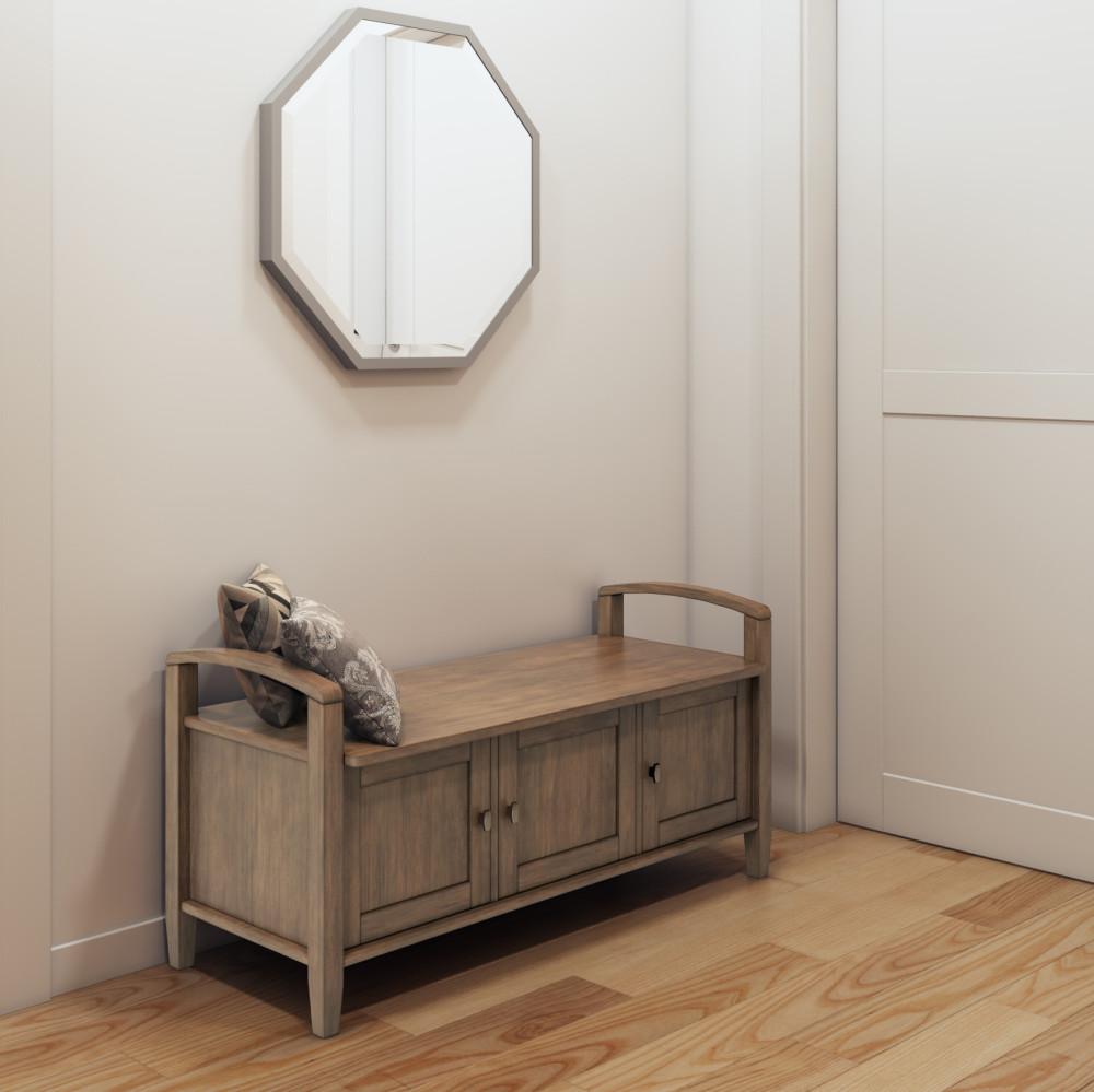 Rustic Natural Aged Brown | Warm Shaker 44 inch Entryway Bench