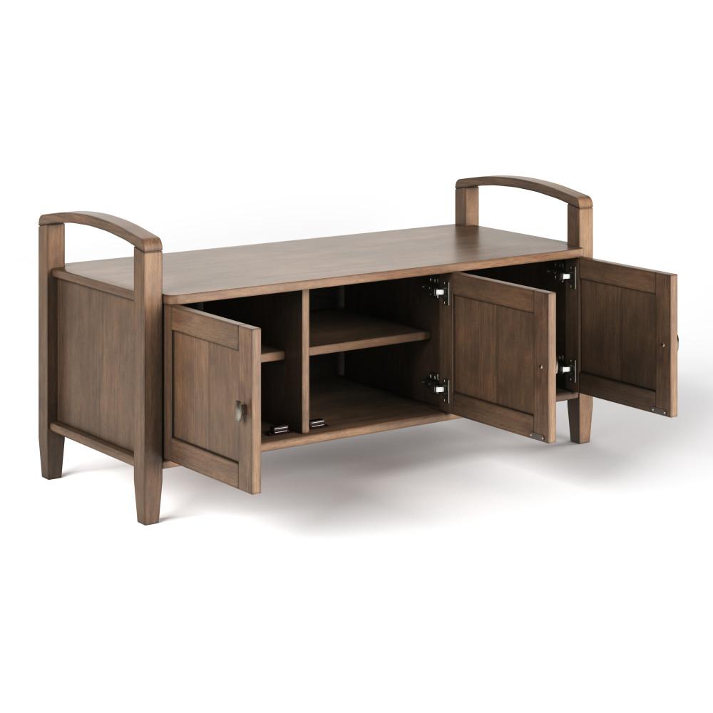 Rustic Natural Aged Brown | Warm Shaker 44 inch Entryway Bench