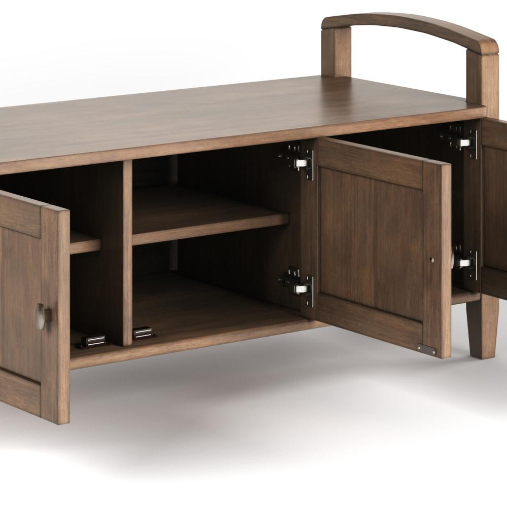 Rustic Natural Aged Brown | Warm Shaker 44 inch Entryway Bench