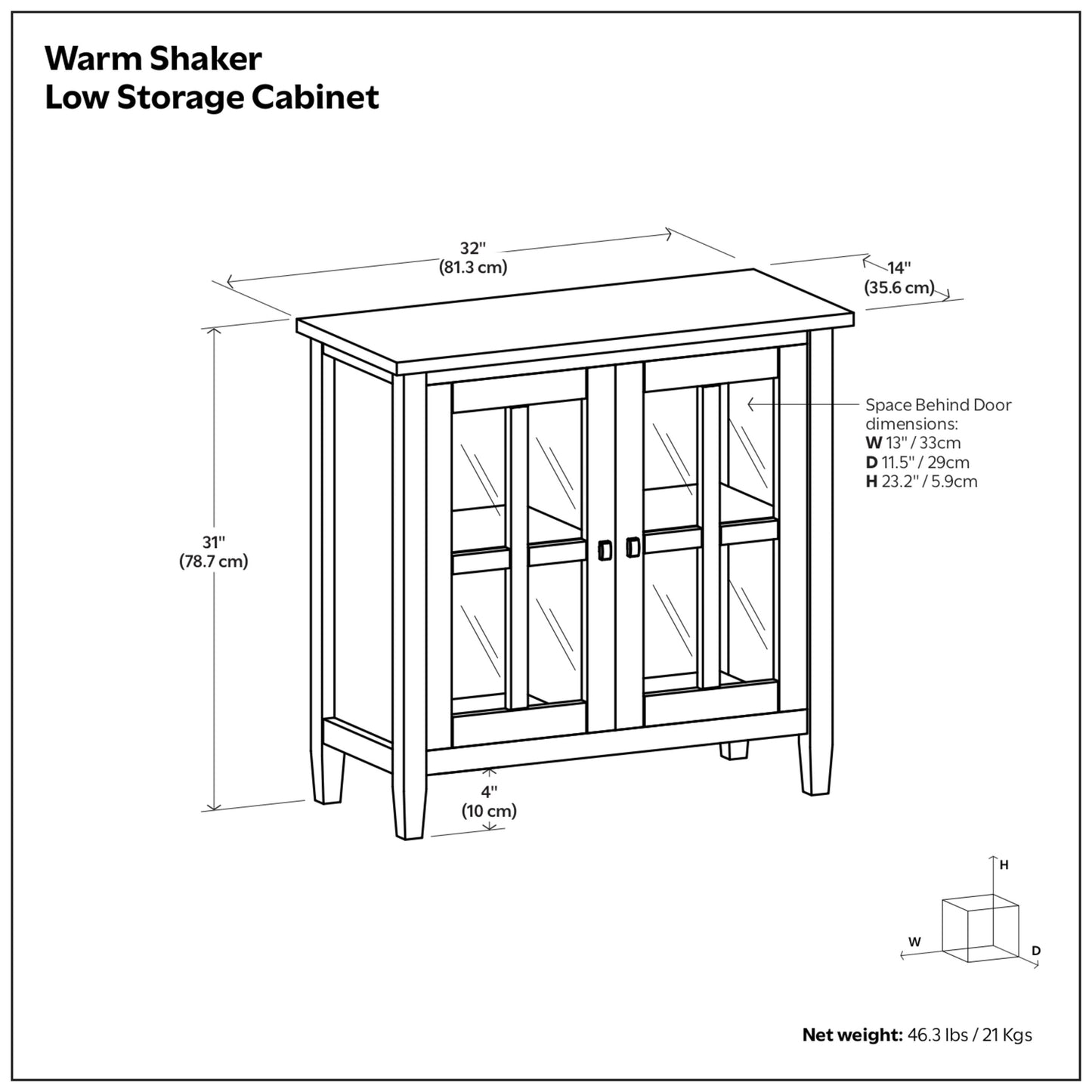 Black | Warm Shaker Low Storage Cabinet