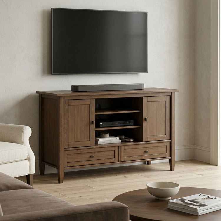 Rustic Natural Aged Brown | Warm Shaker TV Media Stand