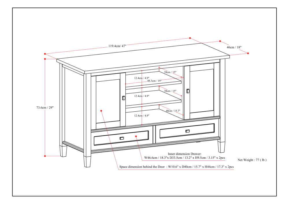 Rustic Natural Aged Brown | Warm Shaker 47 inch TV Stand