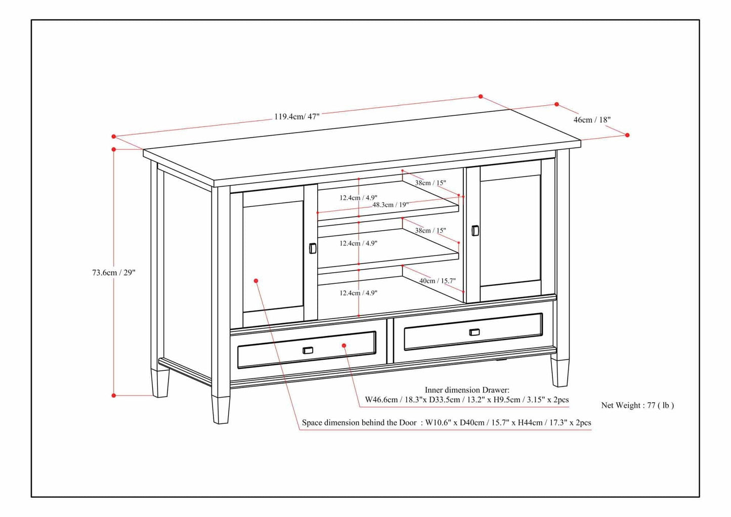 Russet Brown | Warm Shaker 47 inch TV Stand