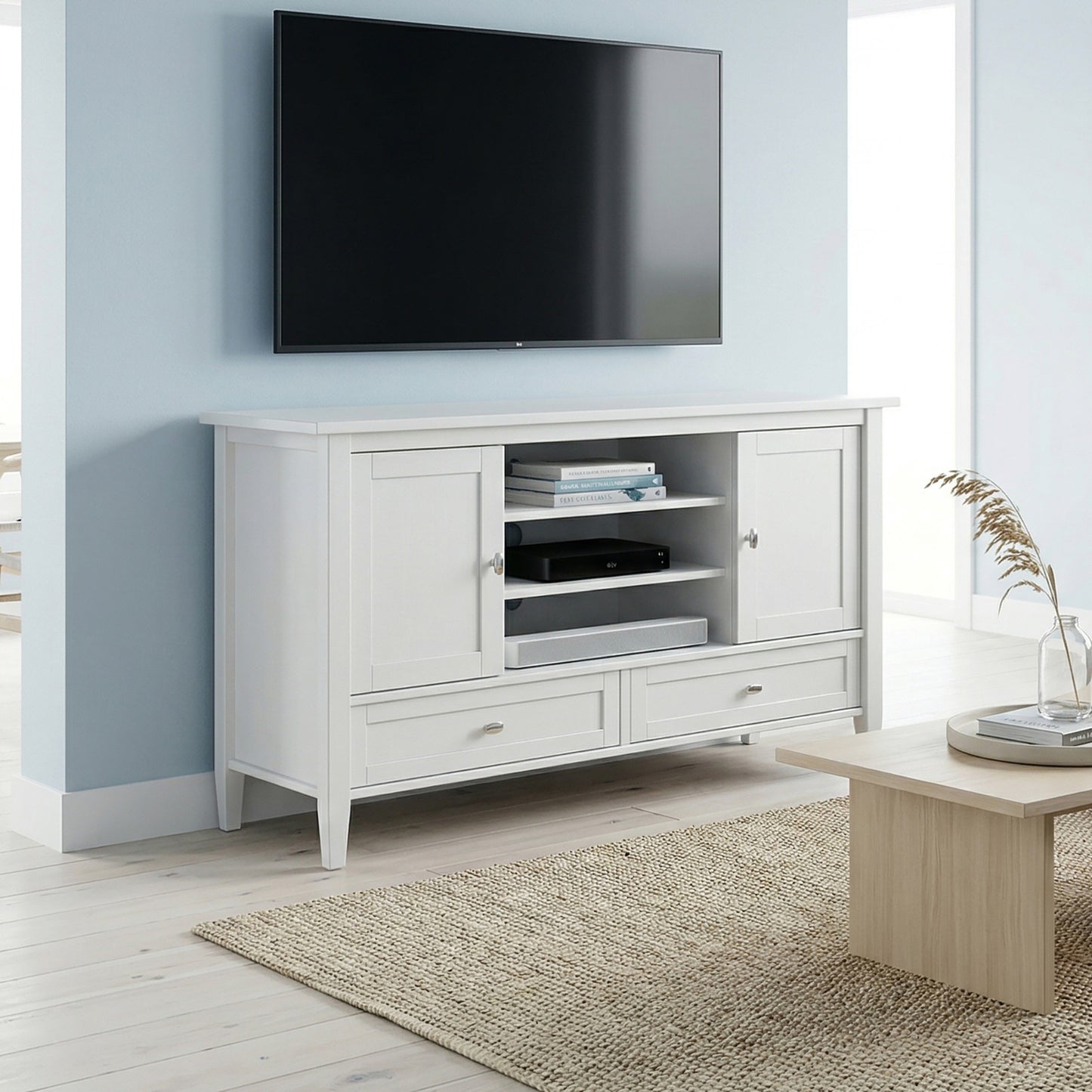 White | Warm Shaker TV Media Stand