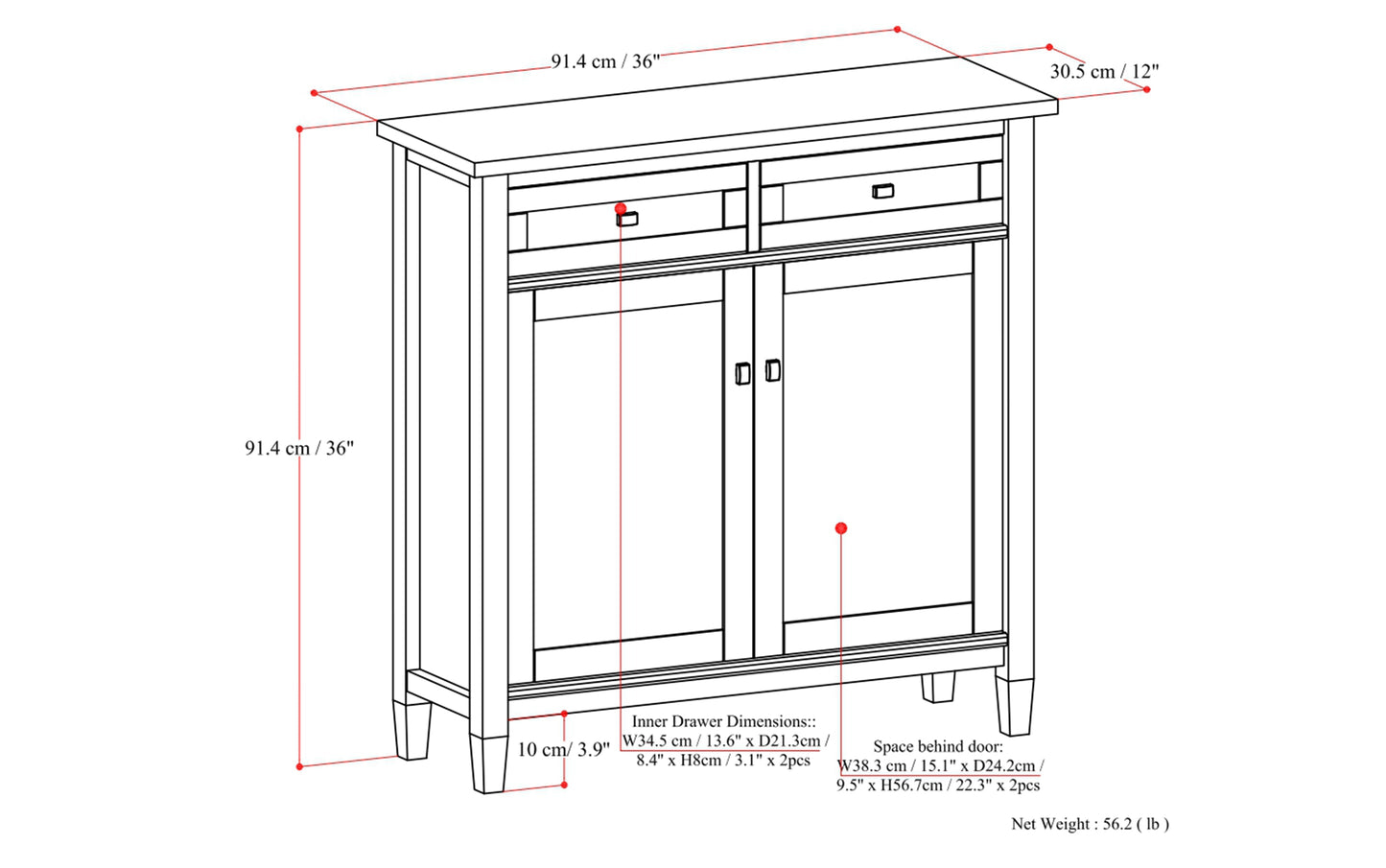 Warm Shaker Entryway Storage Cabinet