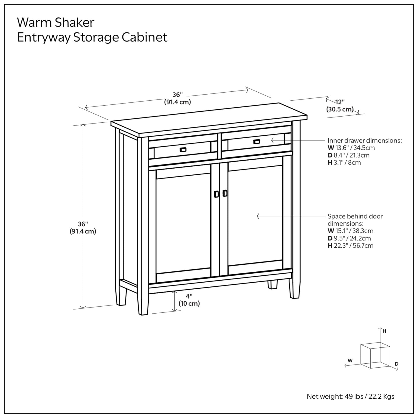 Warm Shaker Entryway Storage Cabinet