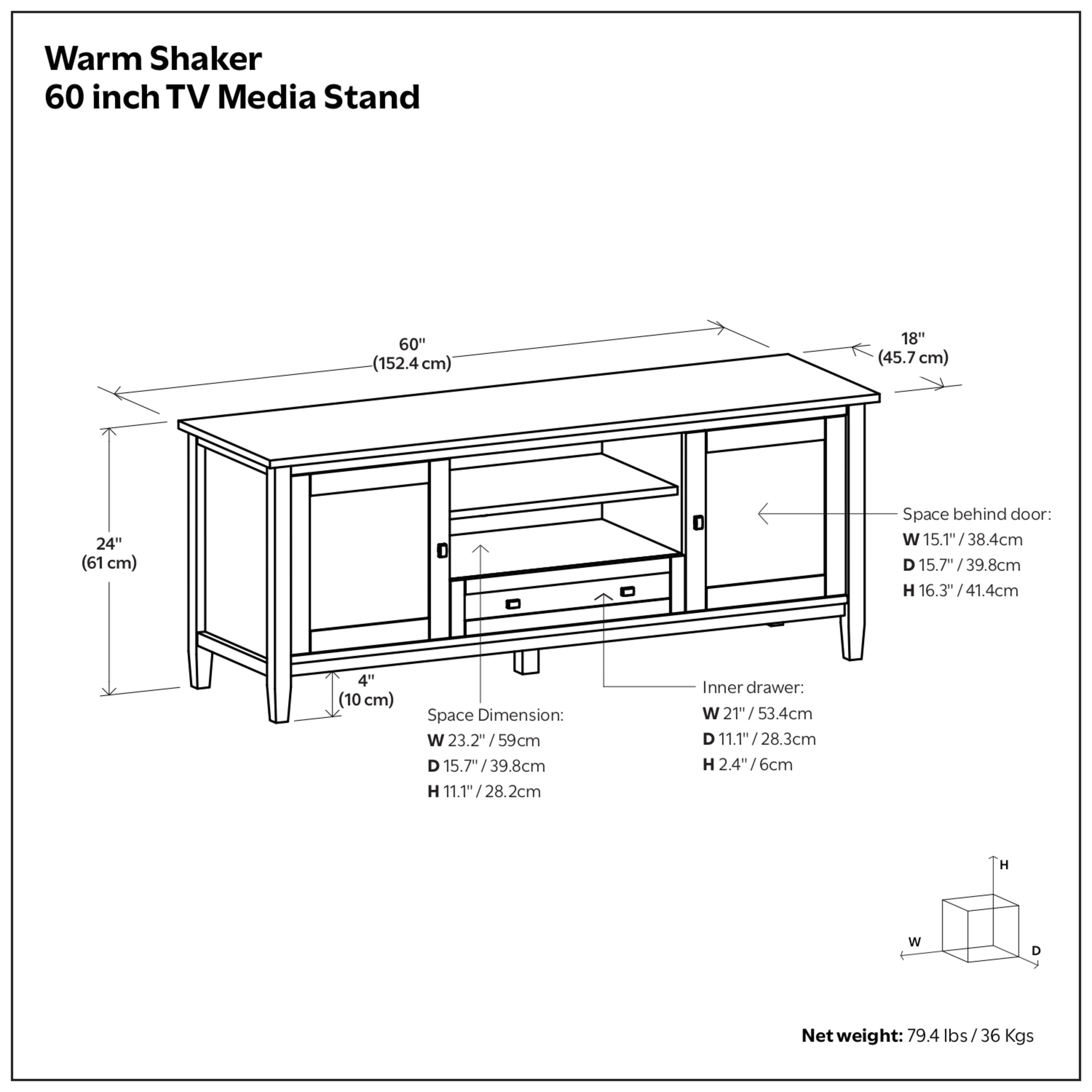 60 Inch TV Stand | Warm Shaker Media Console – Simpli Home