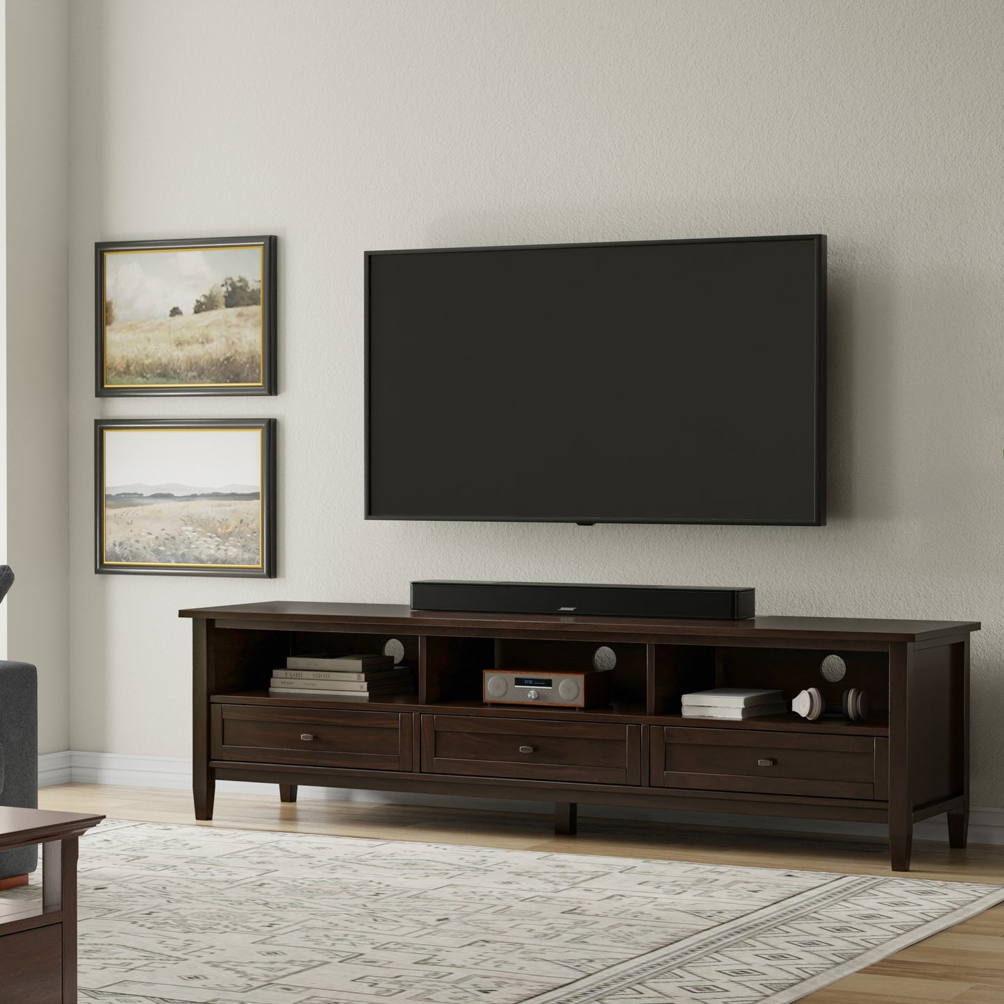 Tobacco Brown | Warm Shaker 72 inch Low TV Media Stand