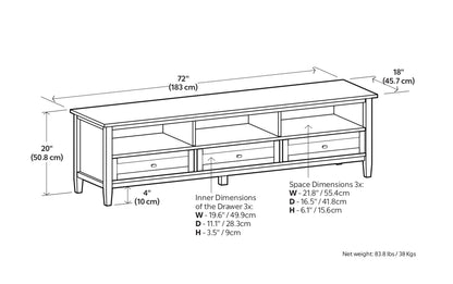 Tobacco Brown | Warm Shaker 72 inch Low TV Media Stand