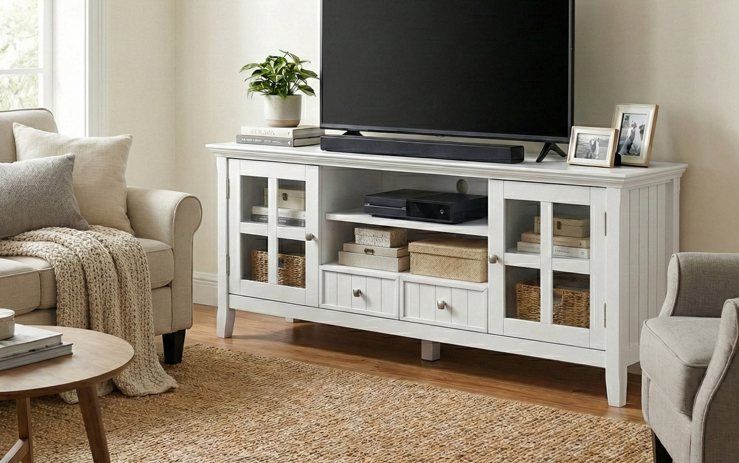 White | Acadian 60 inch TV Stand
