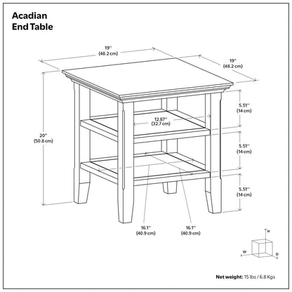 Rustic Natural Aged Brown | Acadian End Table