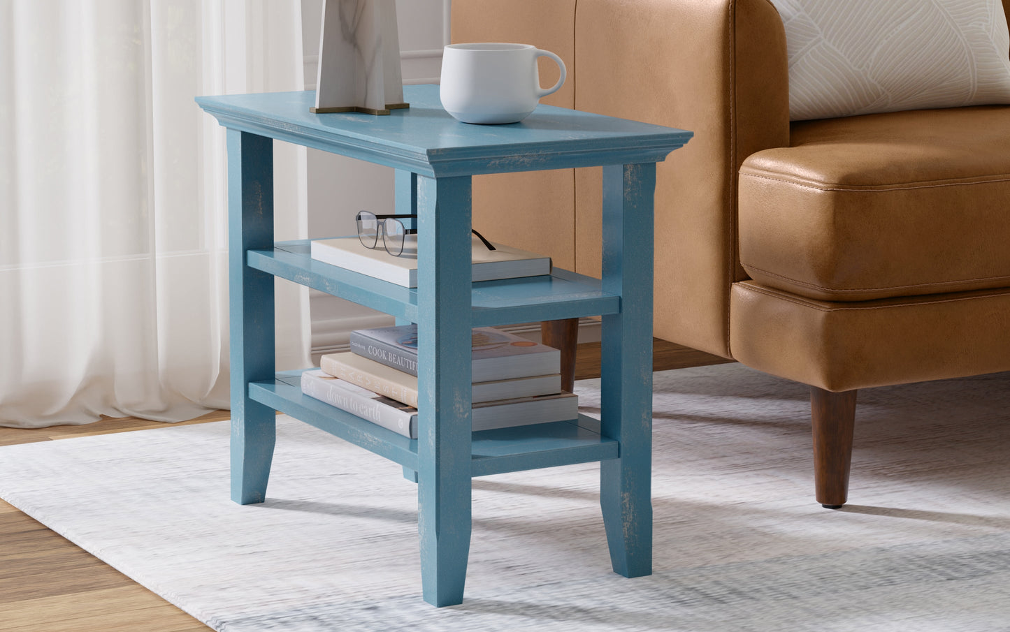 Distressed Coastal Blue | Acadian Narrow Side Table