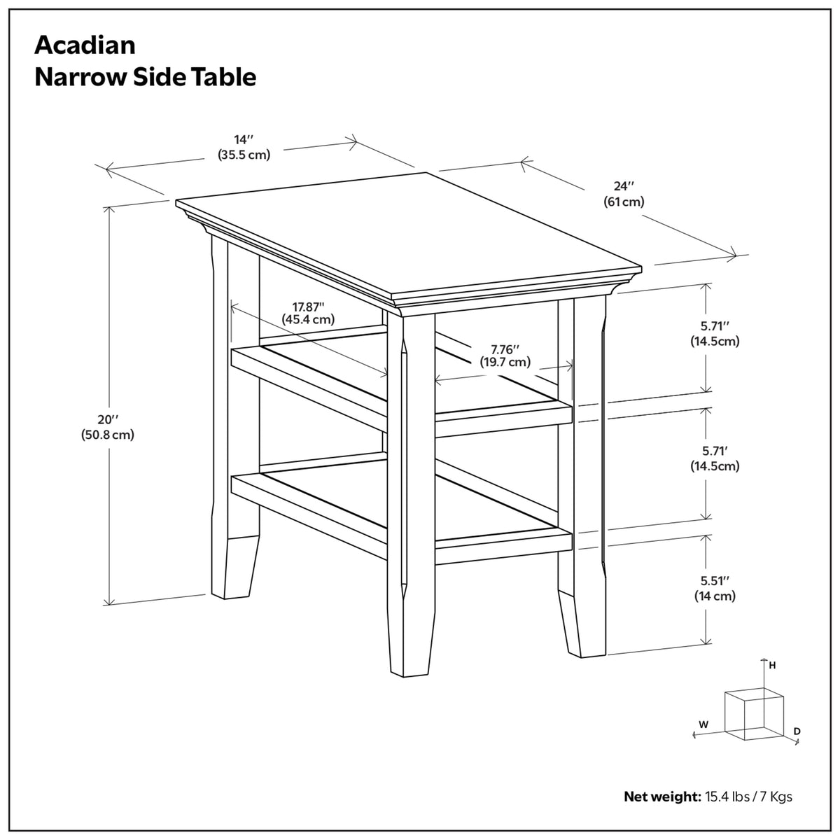 White | Acadian Narrow Side Table
