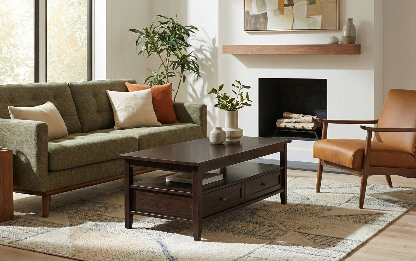 Tobacco Brown | Warm Shaker 48 inch Coffee Table