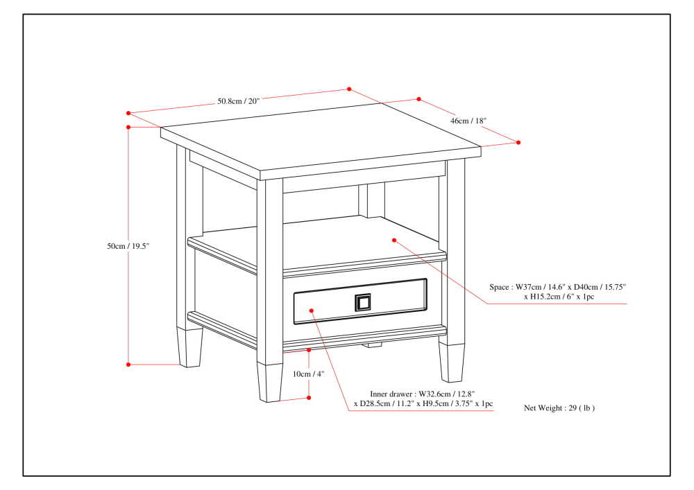 White | Warm Shaker End Table