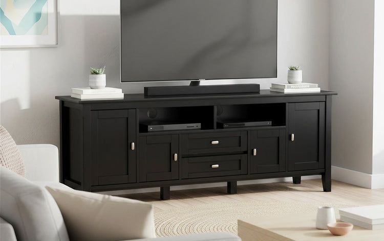 Deep Black | Warm Shaker 72 inch TV Media Stand in Deep Black