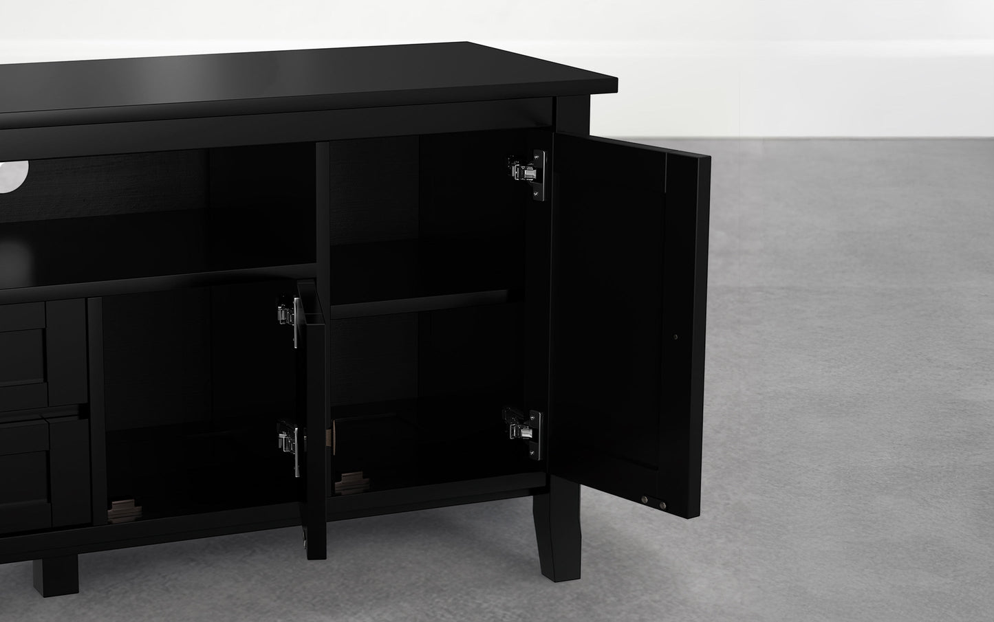 Deep Black | Warm Shaker 72 inch TV Media Stand in Deep Black