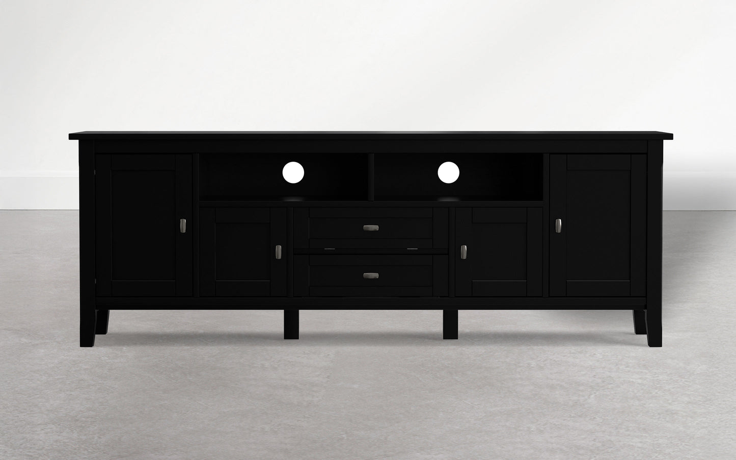 Deep Black | Warm Shaker 72 inch TV Media Stand in Deep Black