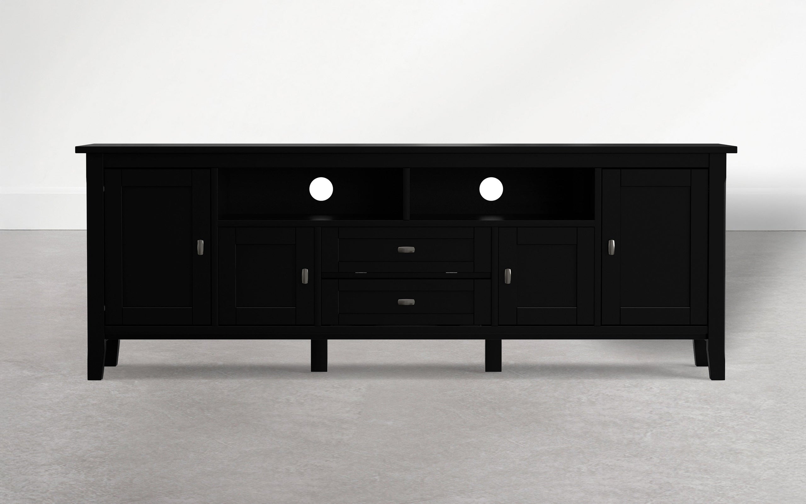 Deep Black | Warm Shaker 72 inch TV Media Stand in Deep Black