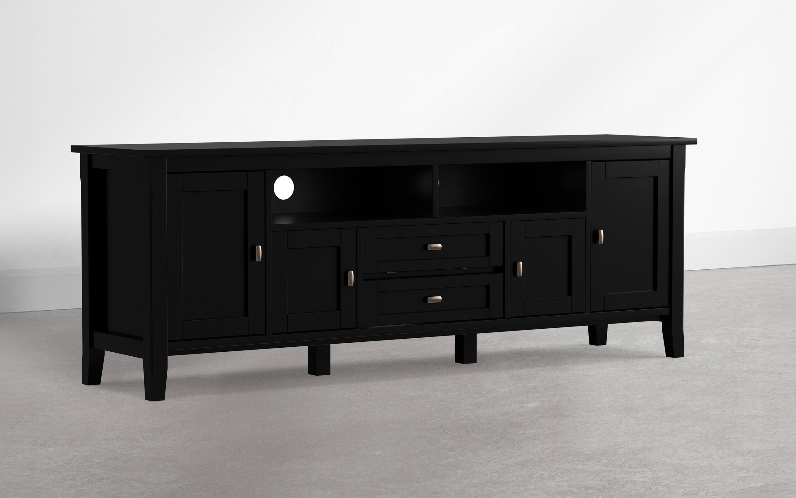 Deep Black | Warm Shaker 72 inch TV Media Stand in Deep Black