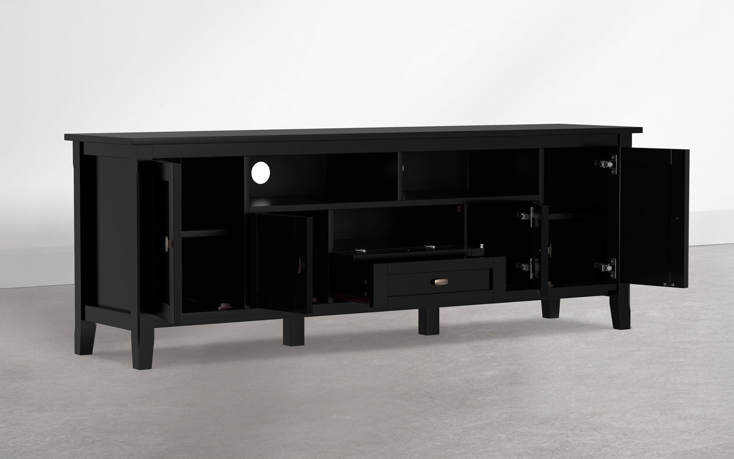 Deep Black | Warm Shaker 72 inch TV Media Stand in Deep Black