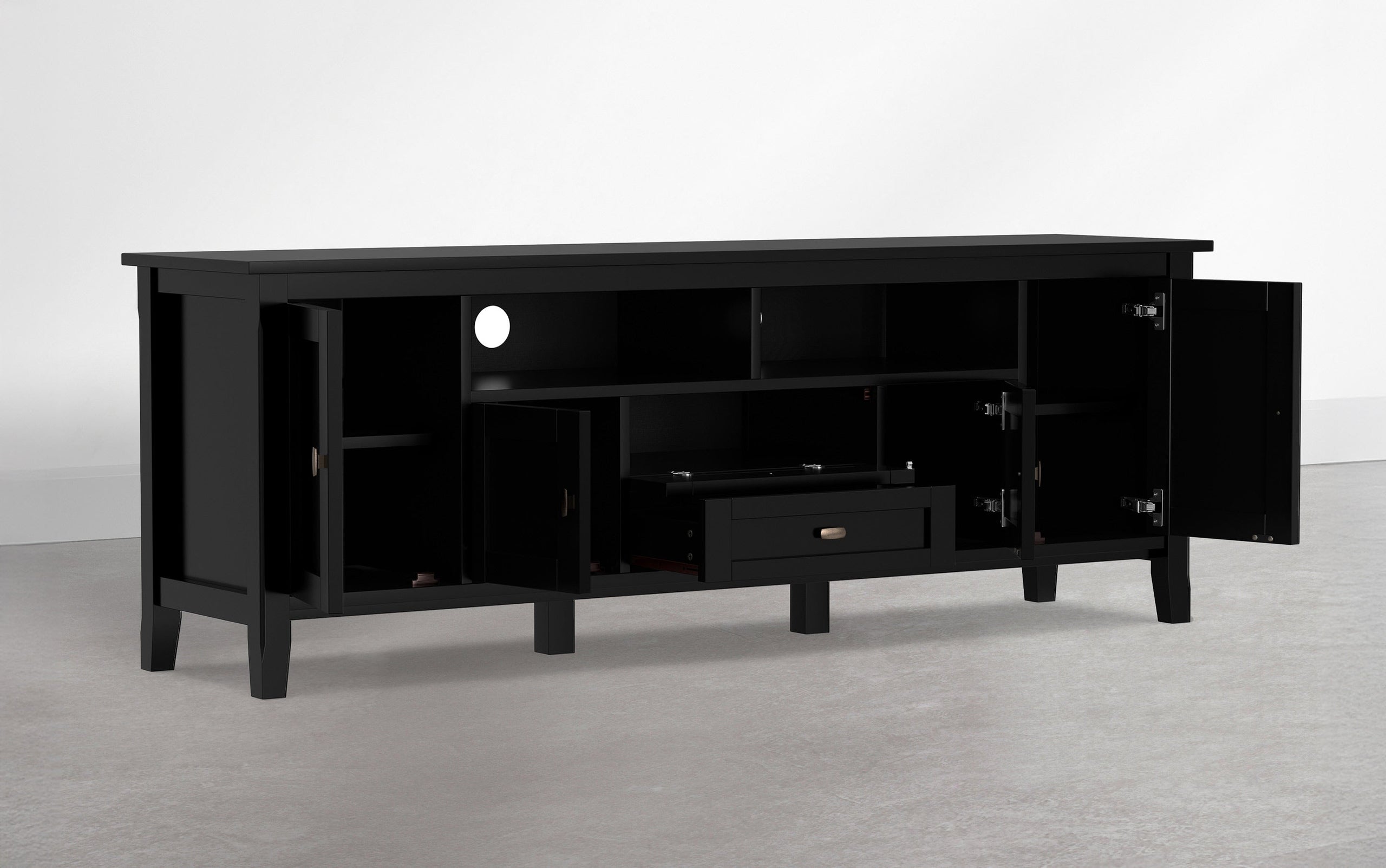 Deep Black | Warm Shaker 72 inch TV Media Stand in Deep Black