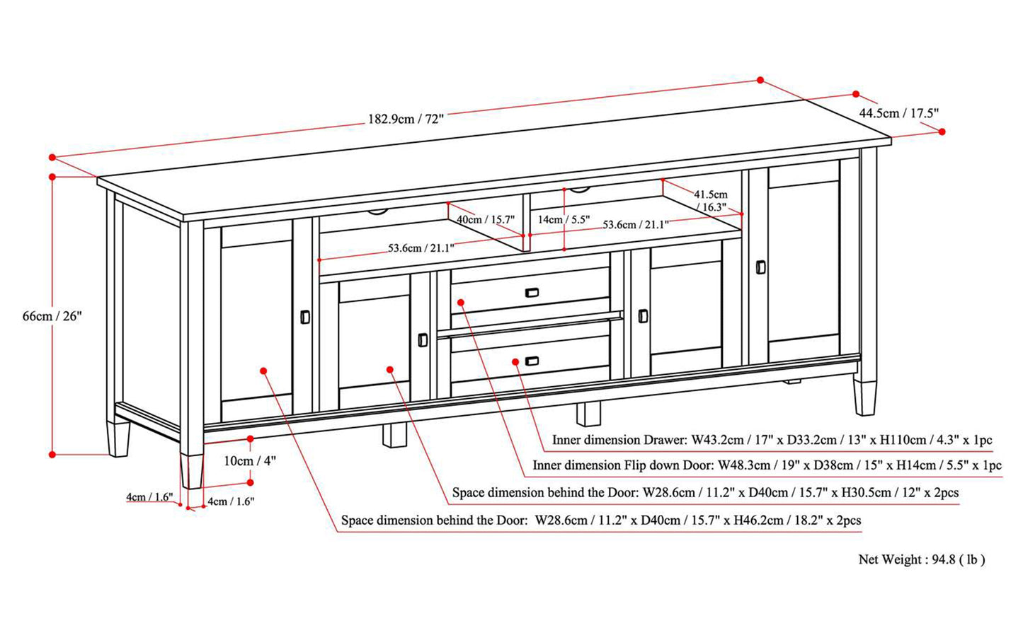 Distressed Grey | Warm Shaker 72 inch TV Stand