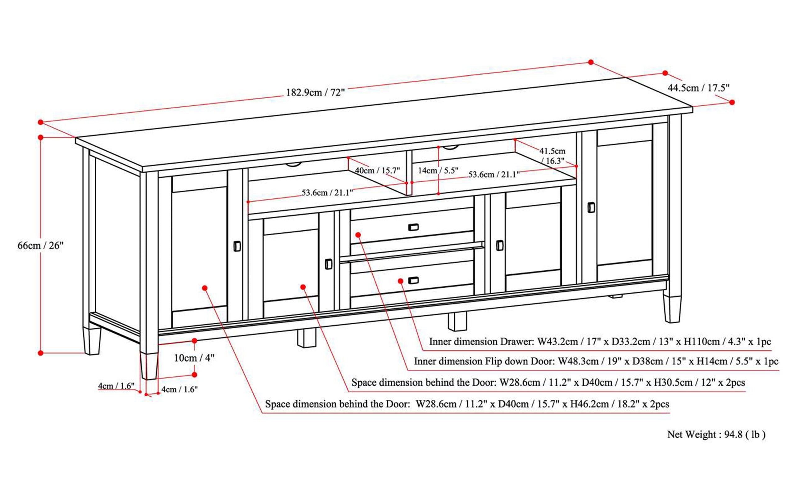 Distressed Grey | Warm Shaker 72 inch TV Stand
