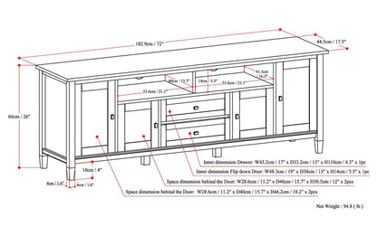 Distressed Grey | Warm Shaker 72 inch TV Stand