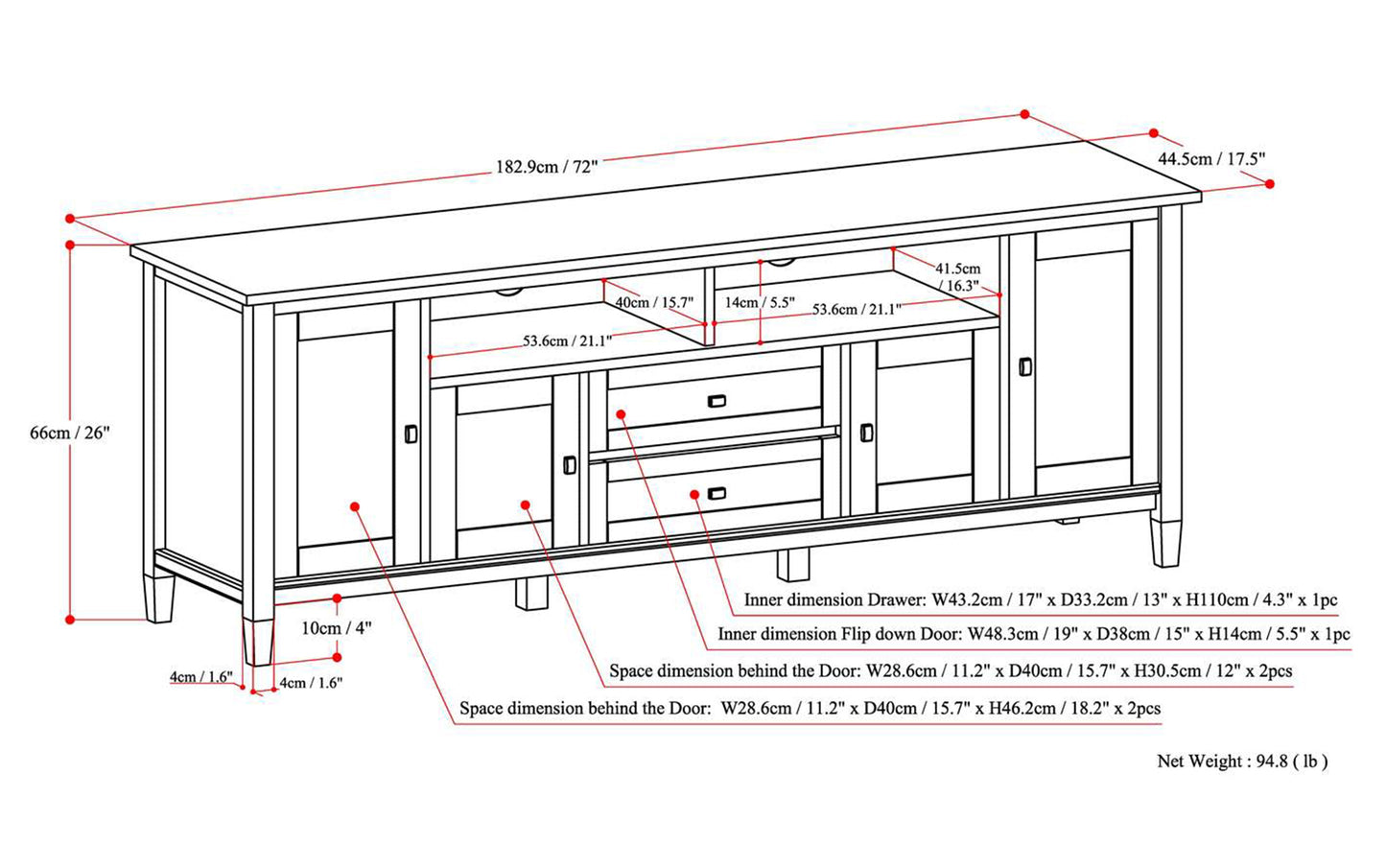 Tobacco Brown | Warm Shaker 72 inch TV Stand