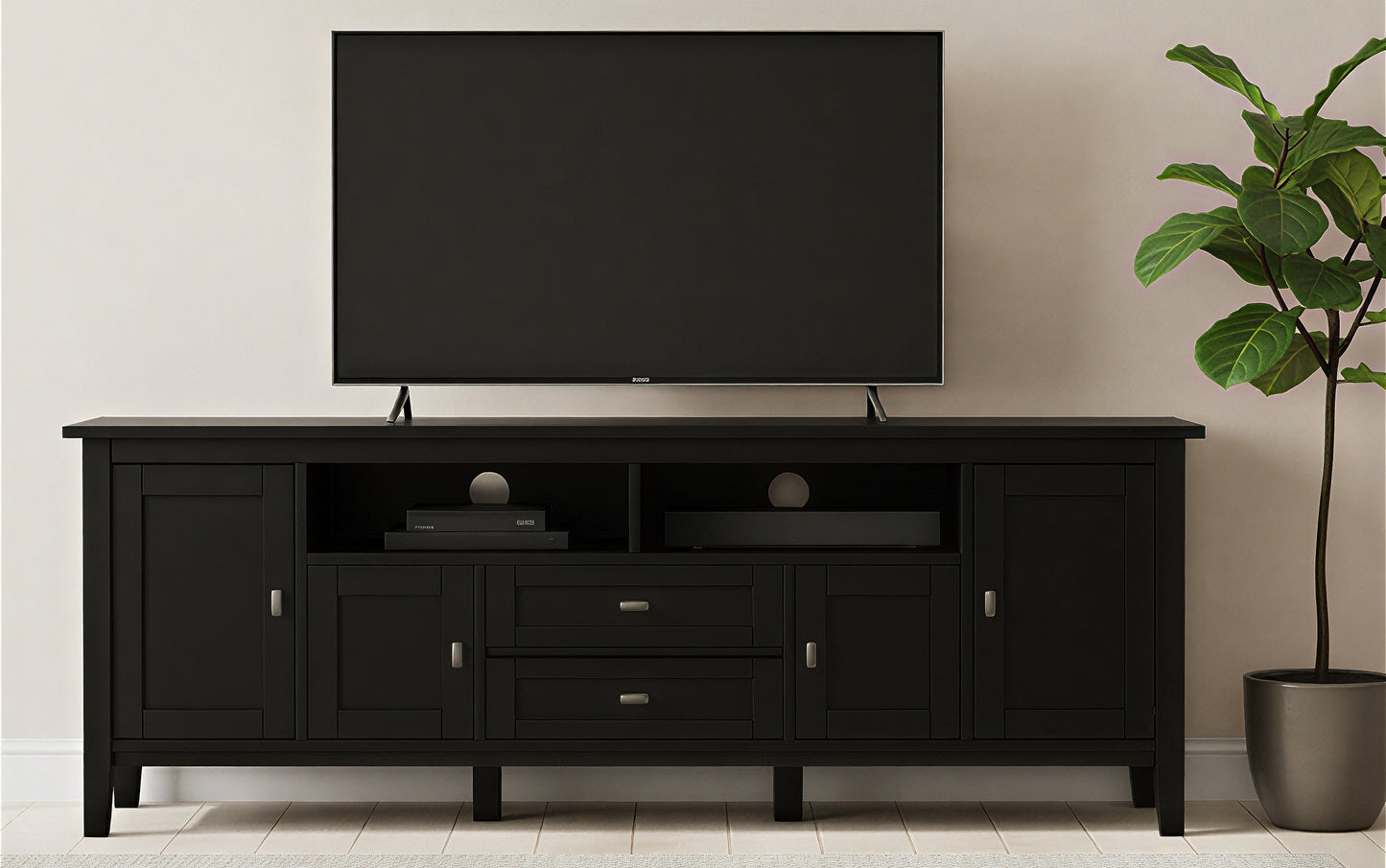 Black | Warm Shaker 72 inch TV Stand